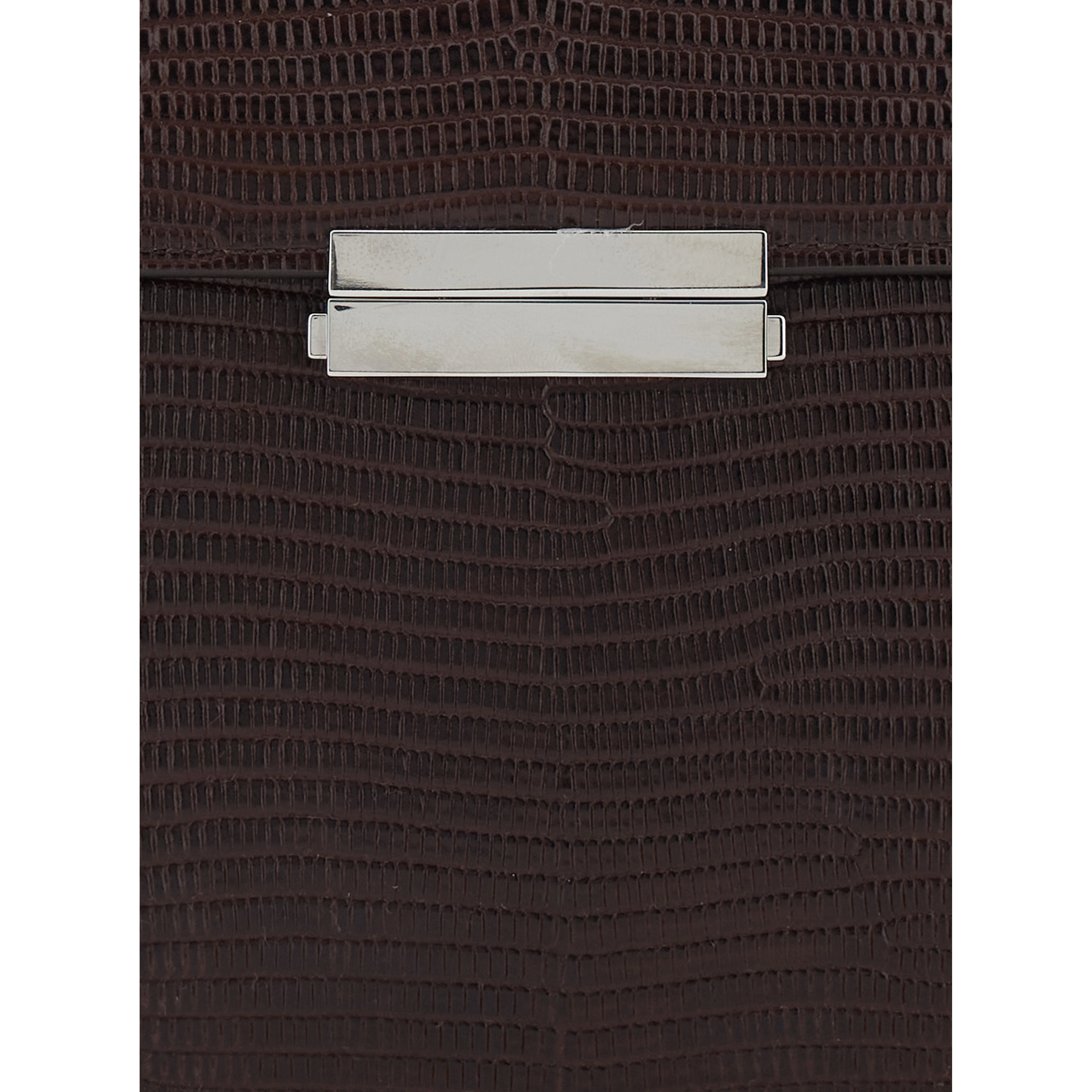 Brown Crossbody bag with adjustable and removable strap and  lizard-embossed effect in leather for women