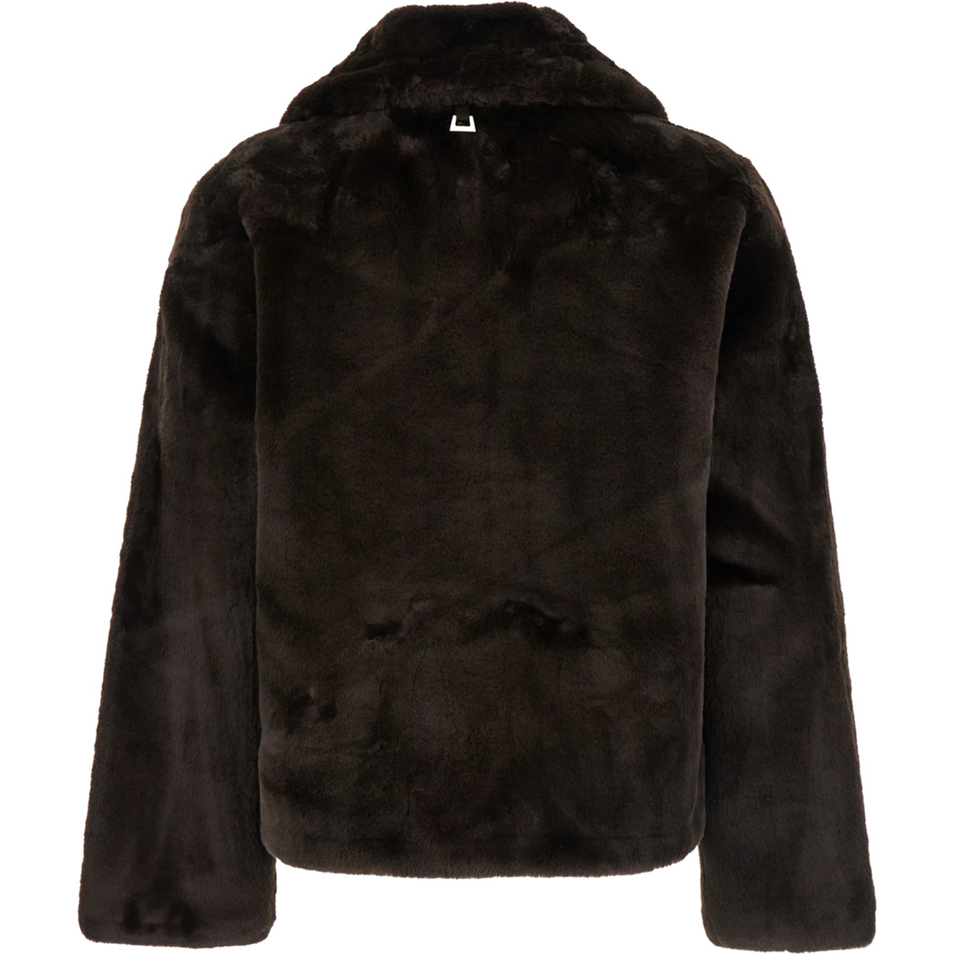 Jacket Elis with Ecoleather collar and long sleeves in 100% Recycled Polyester brown woman