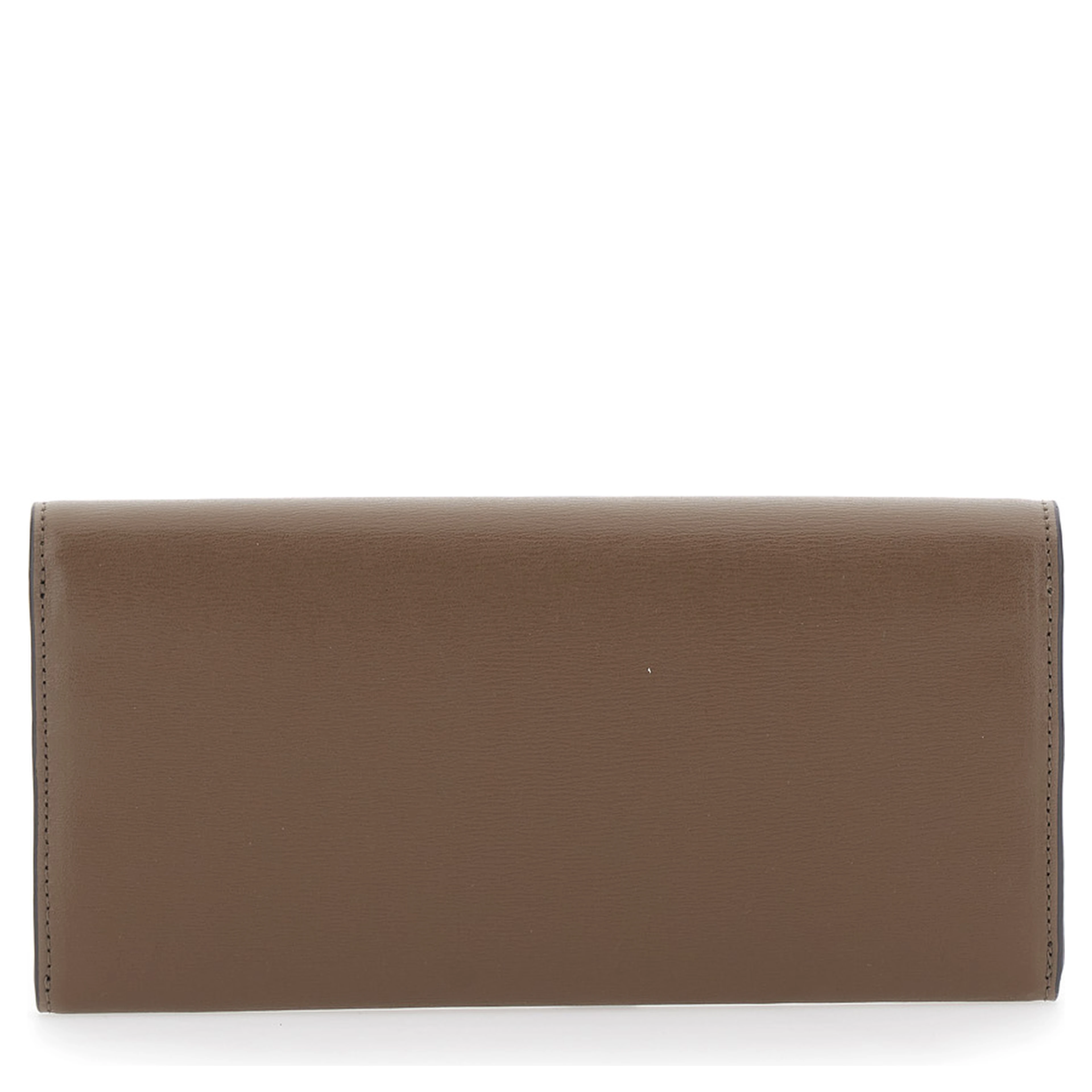 Brown Wallet with T-lock closure in leather for women