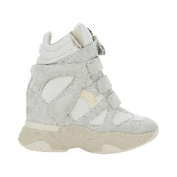 Balskee White High Sneakers with logo patch on the tongue in leather for women