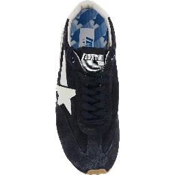 Marathone Blue Low Top Sneakers with star patch on the side in leather for men