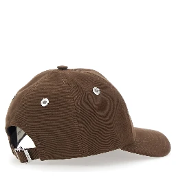 Brown Baseball Cap with Curved Brim and ADC Embroidery on the Front in Cotton for Men