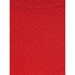 Boyfriend Crewneck Sweater with round neck and long sleeves in red cashmere for women