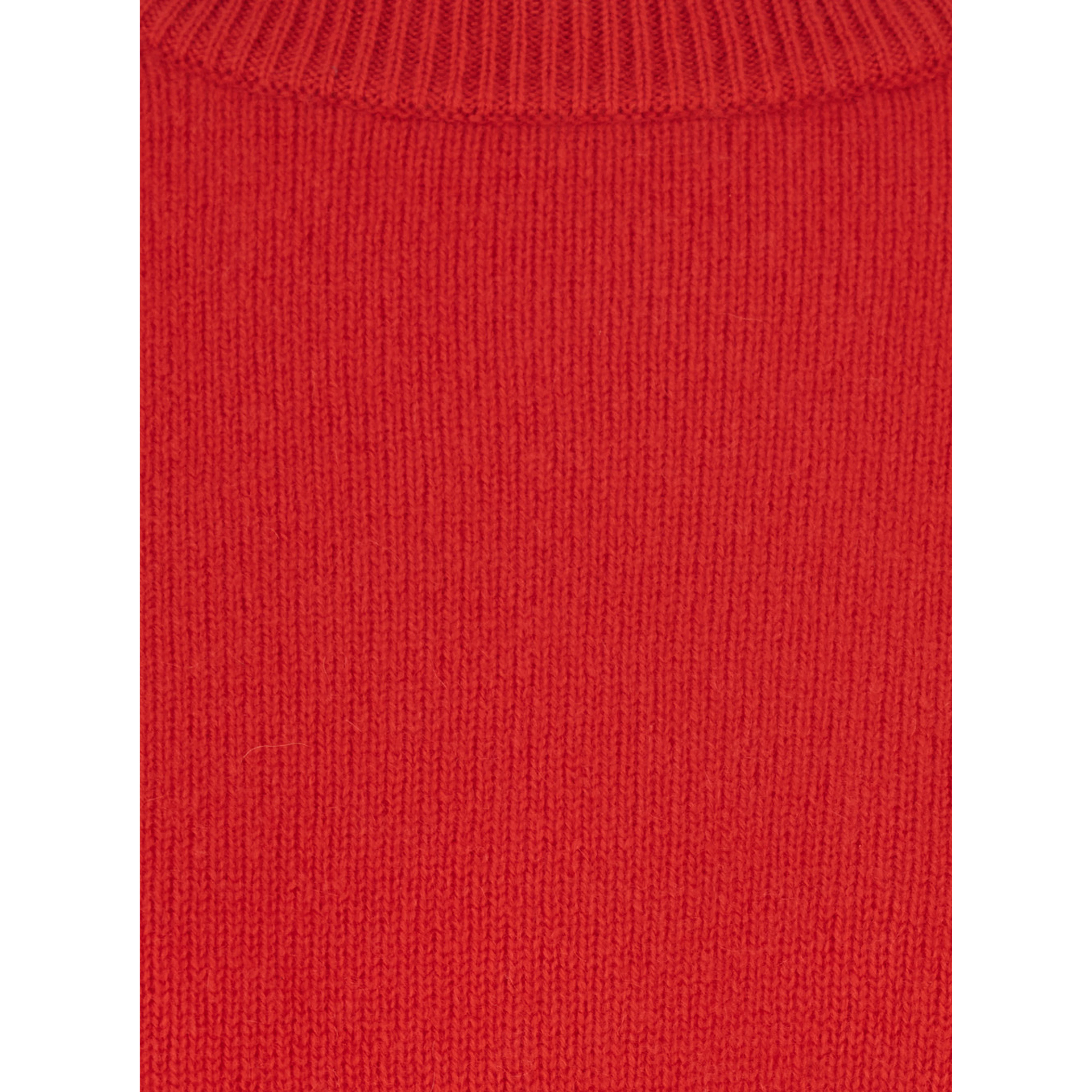 Boyfriend Crewneck Sweater with round neck and long sleeves in red cashmere for women