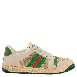 Sneakers Screener Original in Leather color Burro and GG canvas Woman