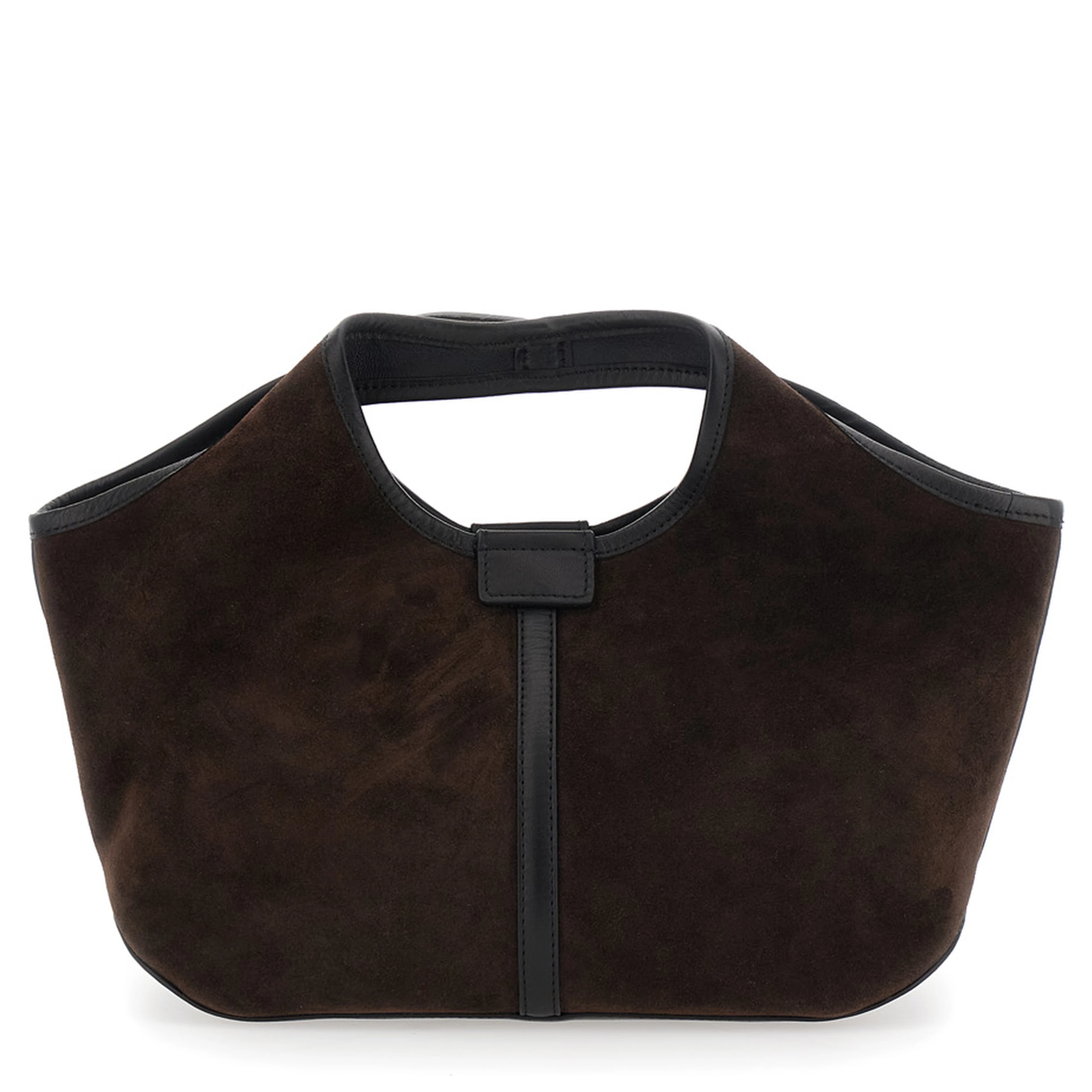 Douce Brown Handbag with Logo Patch on the Front in Suede for Women