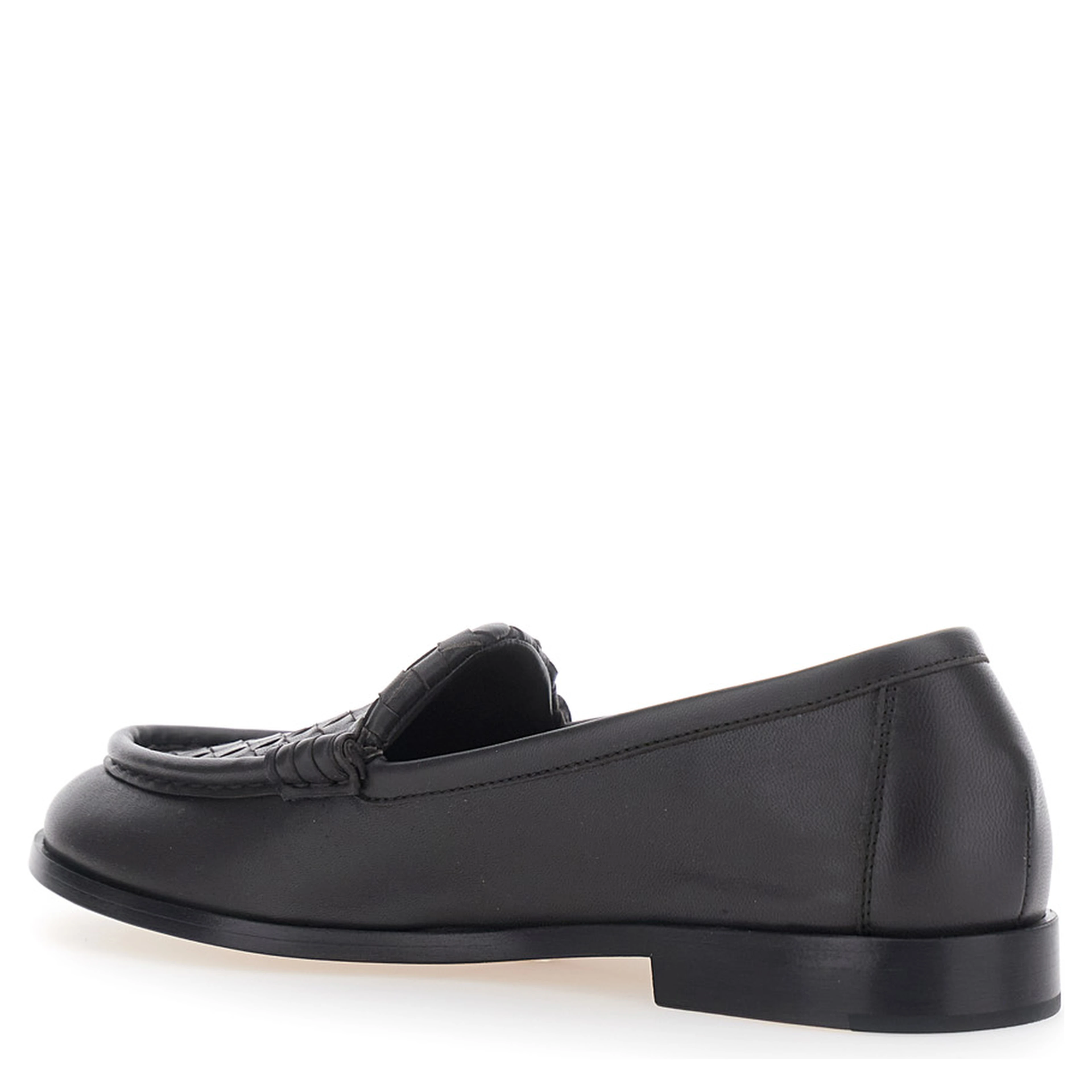 Silenzio Loafers Brown with Intreccio design in leather for women