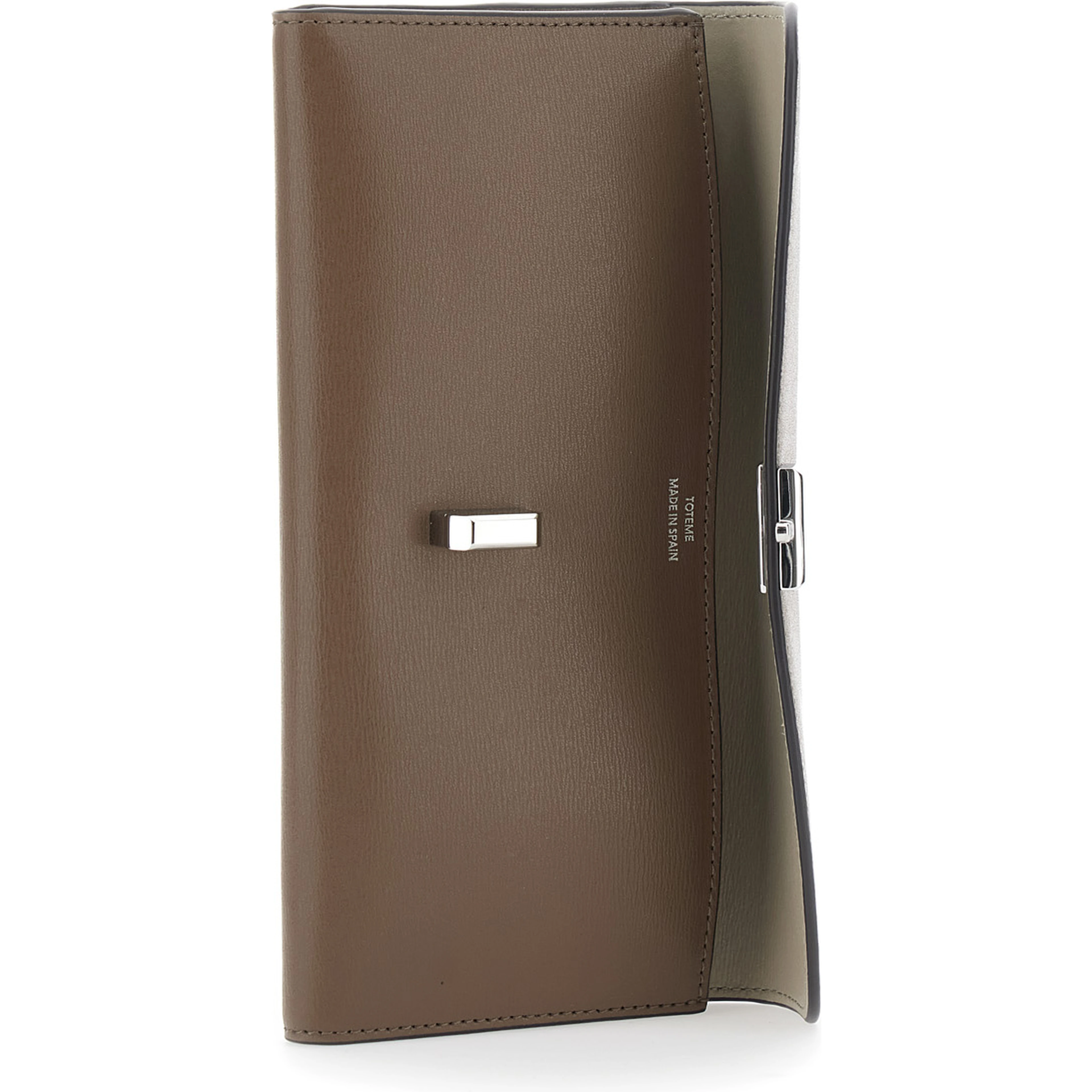 Brown Wallet with T-lock closure in leather for women