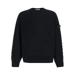 black Crewneck sweatshirt with logo patch on the sleeve in cotton for men