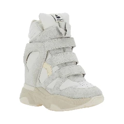 Balskee White High Sneakers with logo patch on the tongue in leather for women