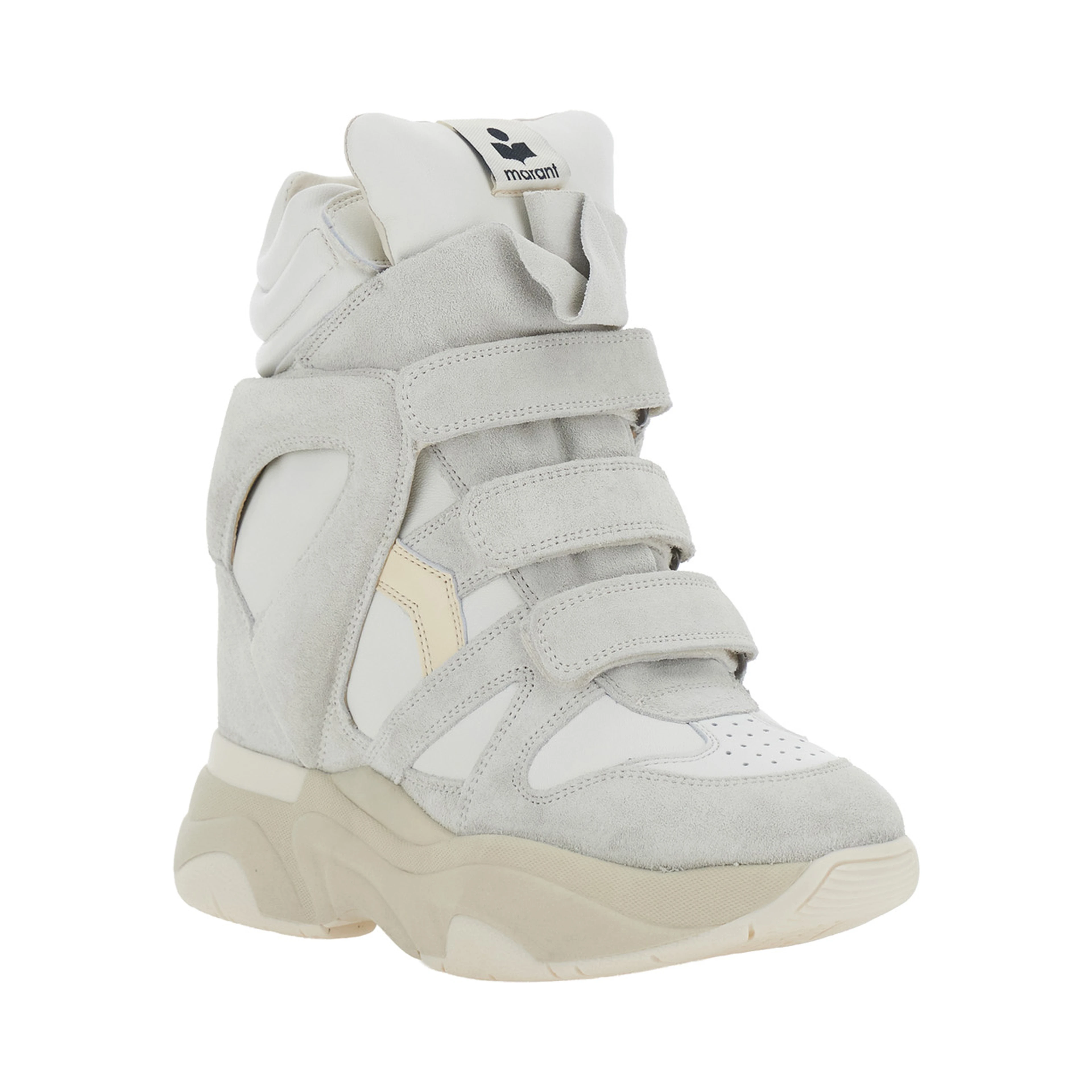 Balskee White High Sneakers with logo patch on the tongue in leather for women