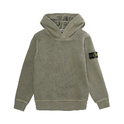 Hoodie sweater with hood and front pocket in beige for boy