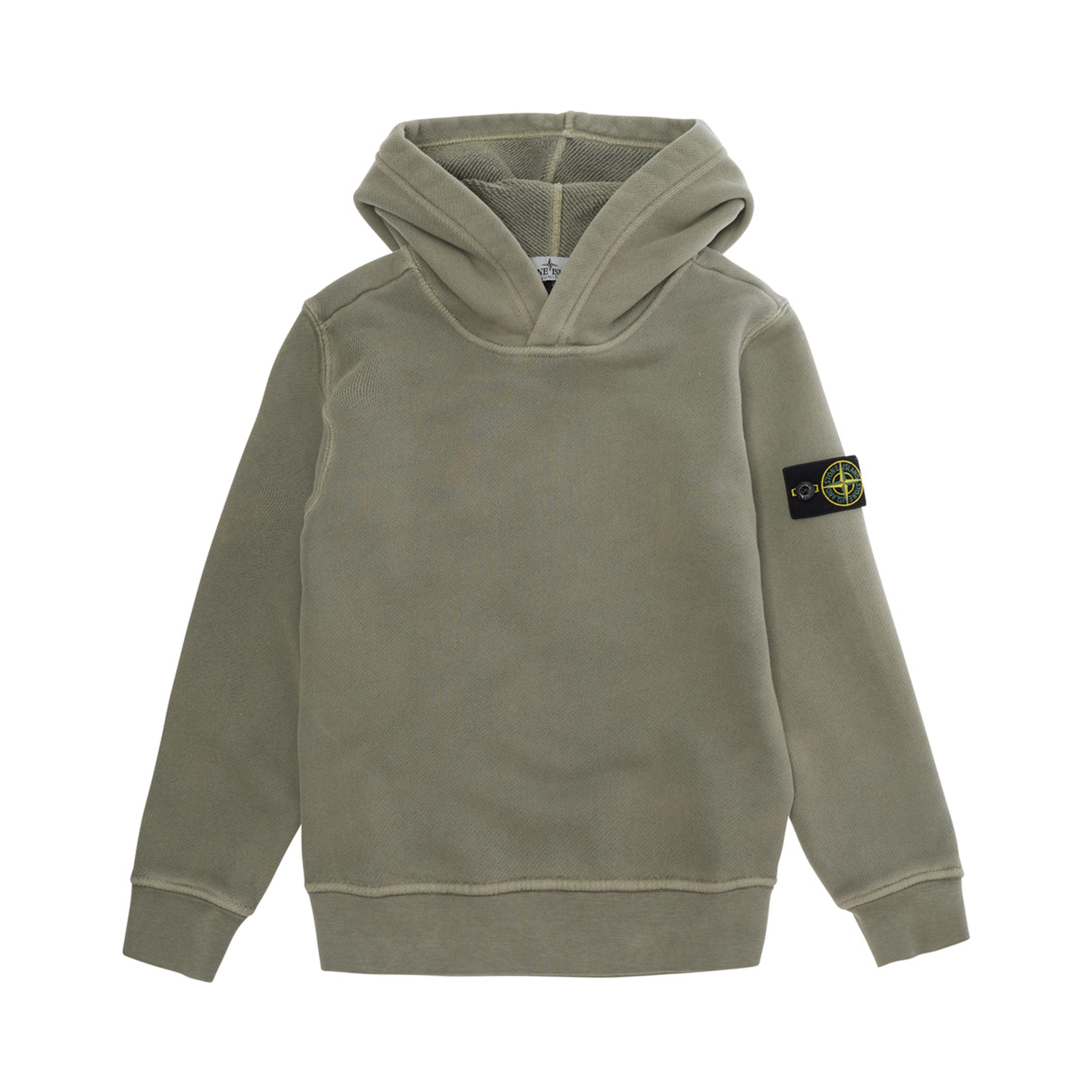 Hoodie sweater with hood and front pocket in beige for boy