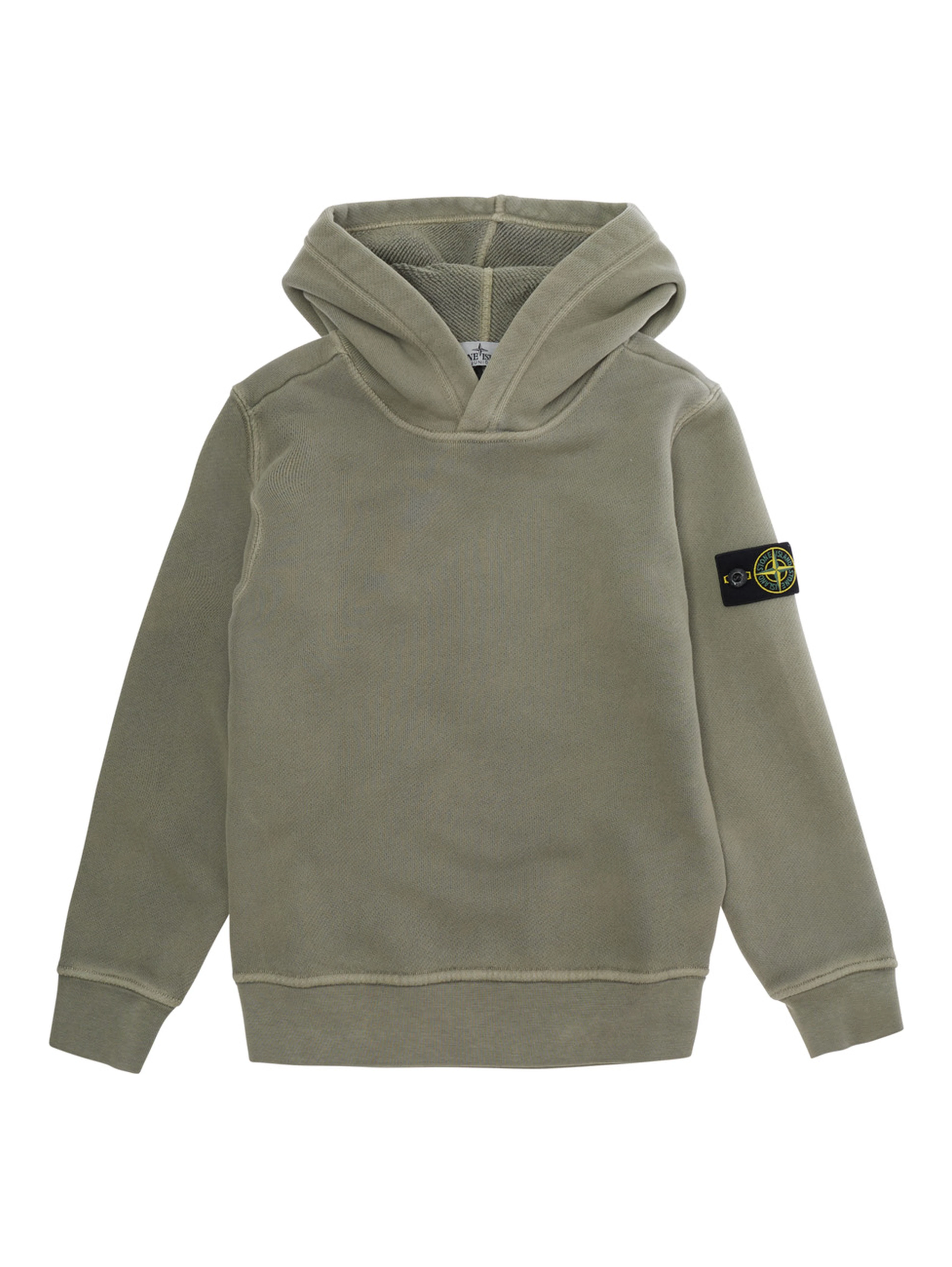 Hoodie sweater with hood and front pocket in beige for boy