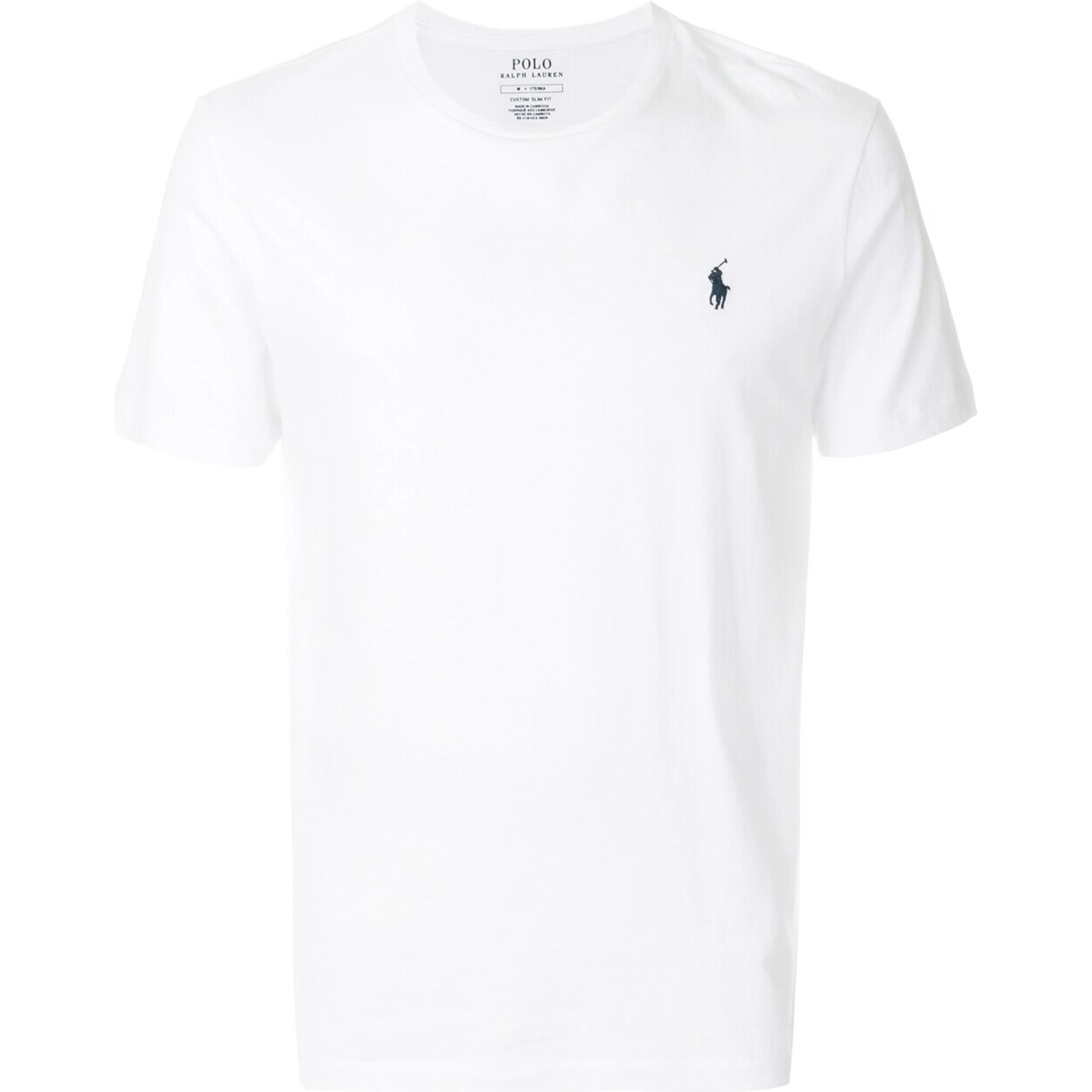 "Custom Slim Fit" White Crewneck T-Shirt with Pony Embroidery on the Front in Cotton Man