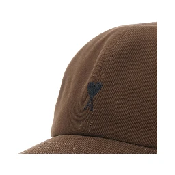 Brown Baseball Cap with Curved Brim and ADC Embroidery on the Front in Cotton for Men