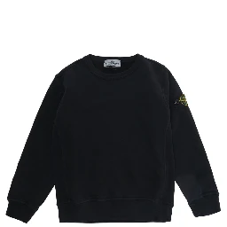 Black Crewneck Sweatshirt with Logo Patch on the Sleeve in Cotton Boy