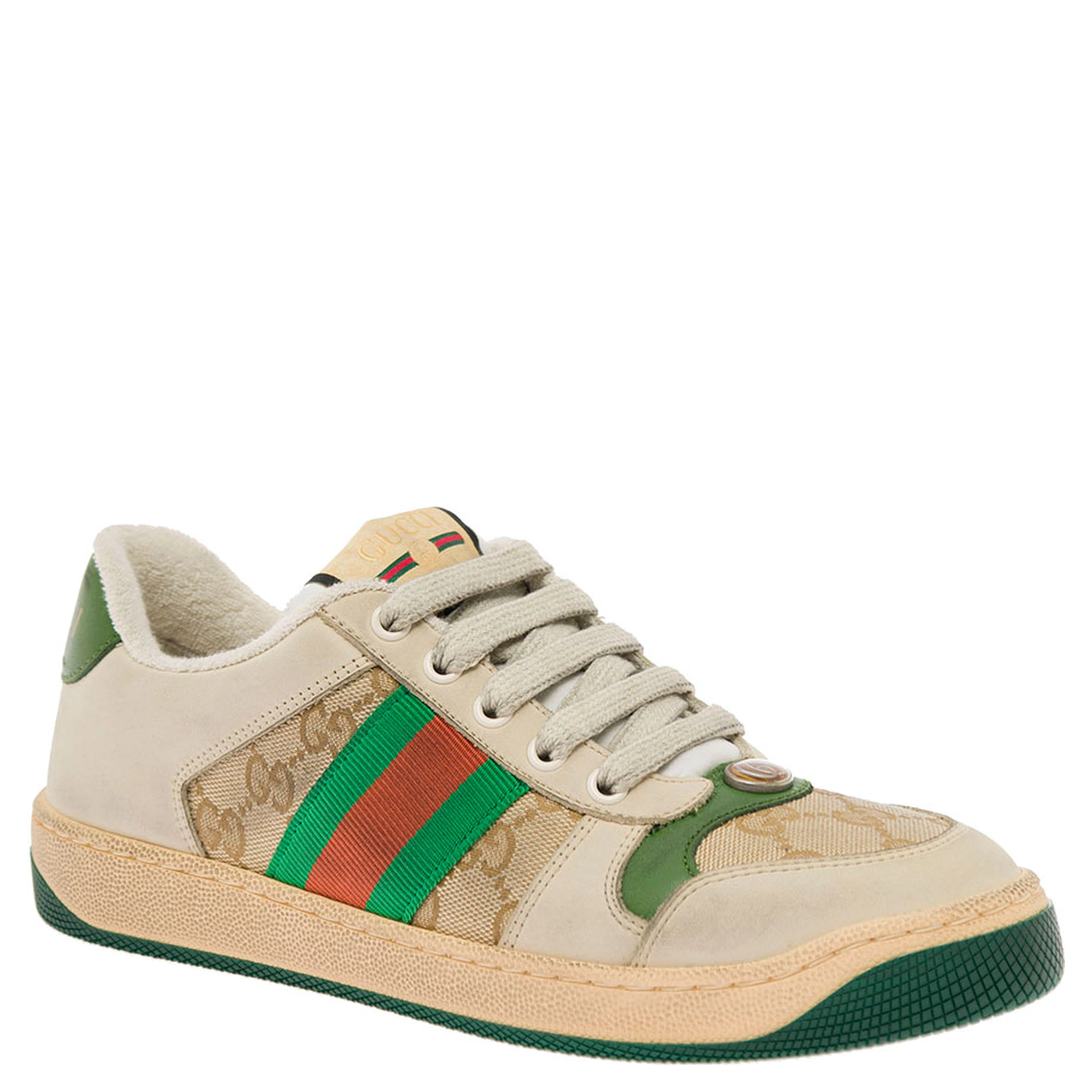 Sneakers Screener Original in Leather color Burro and GG canvas Woman