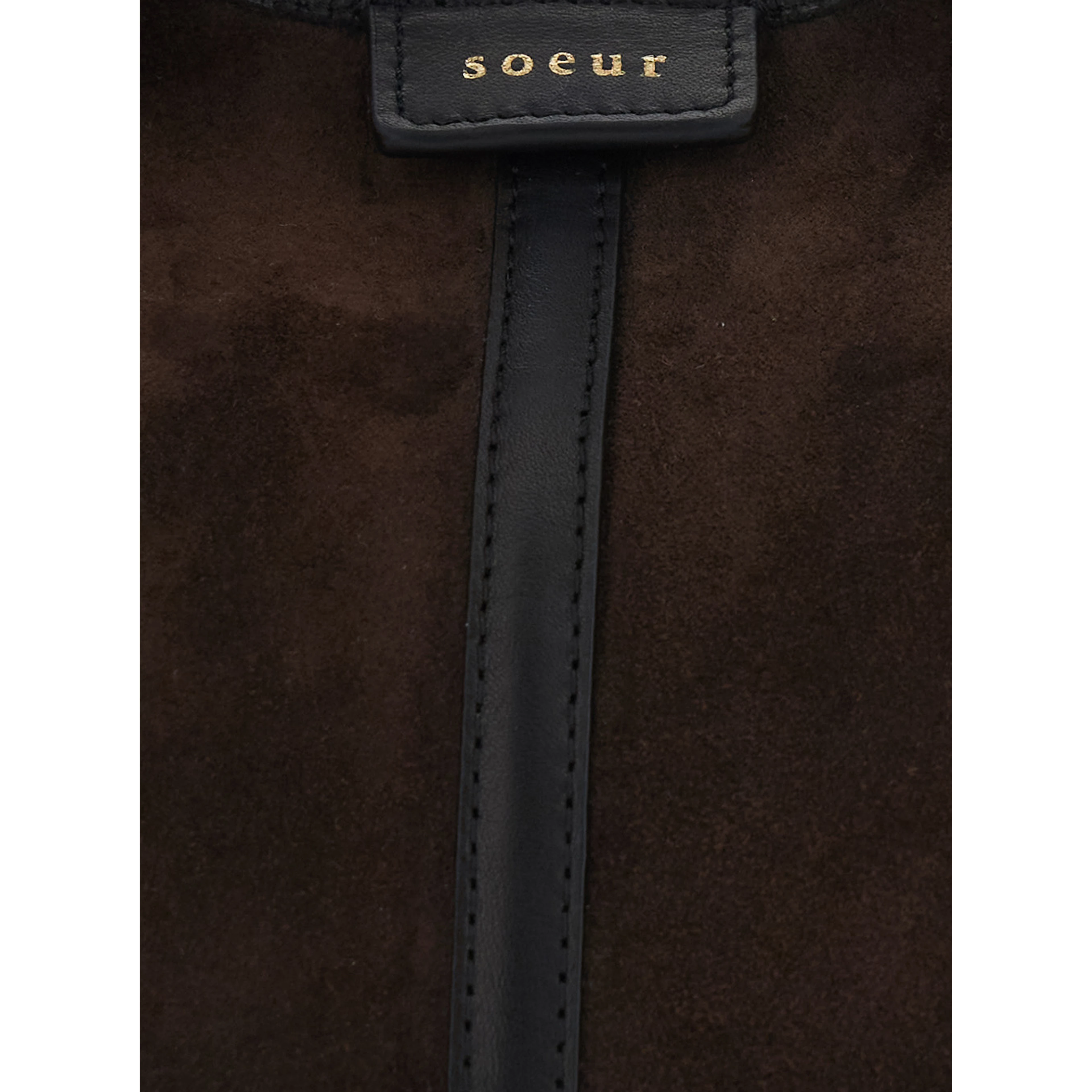 Douce Brown Handbag with Logo Patch on the Front in Suede for Women