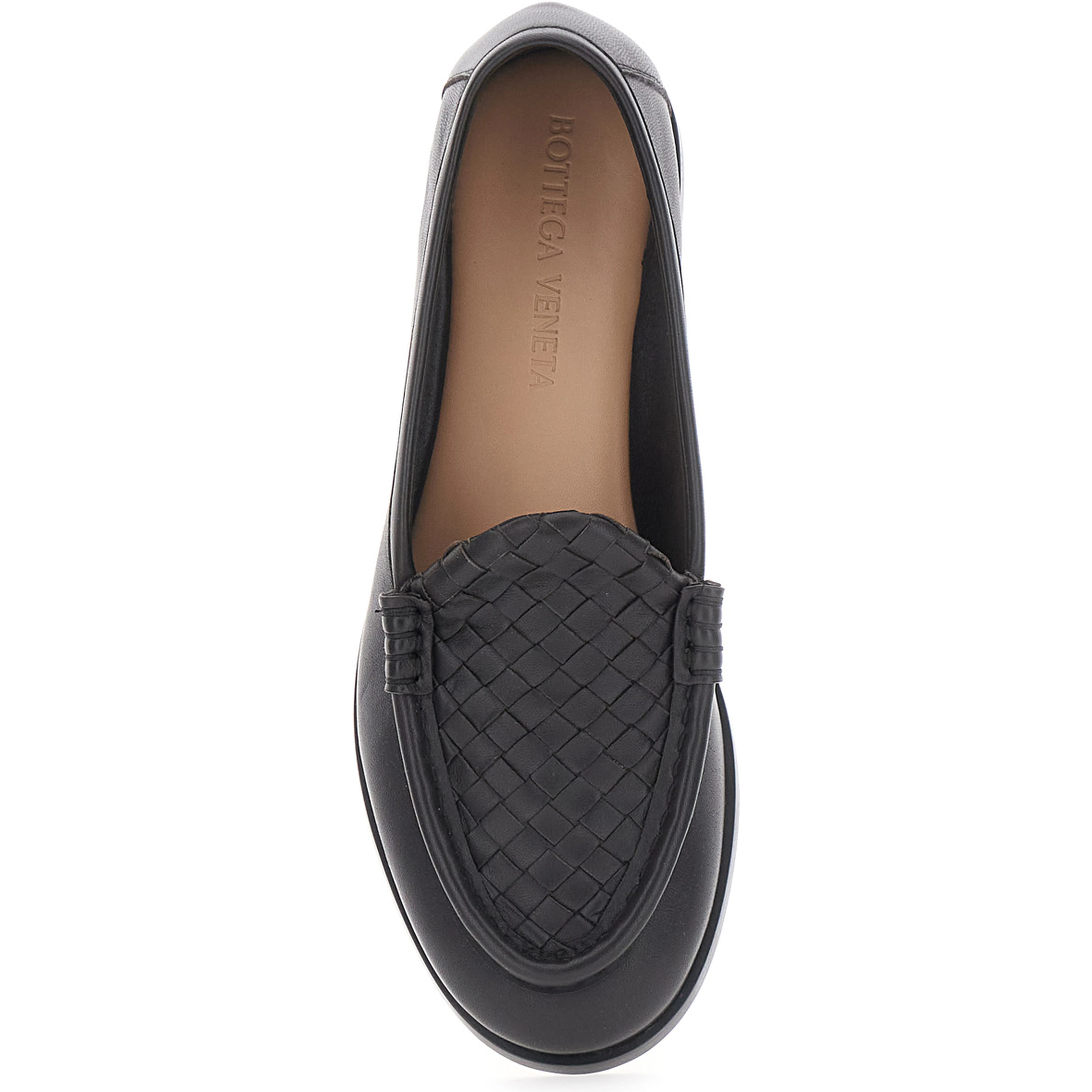 Silenzio Loafers Brown with Intreccio design in leather for women