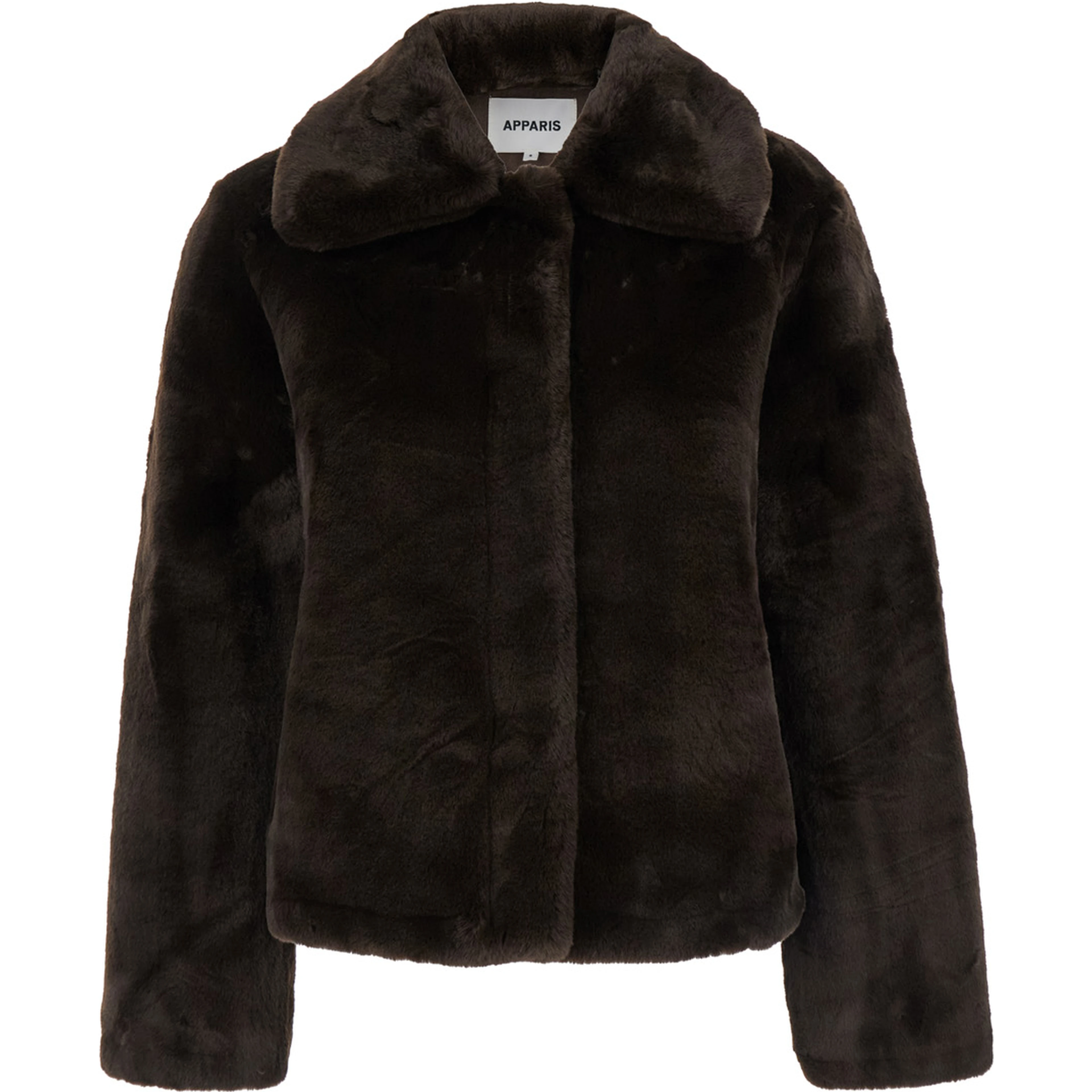 Jacket Elis with Ecoleather collar and long sleeves in 100% Recycled Polyester brown woman