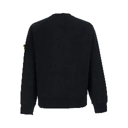 black Crewneck sweatshirt with logo patch on the sleeve in cotton for men