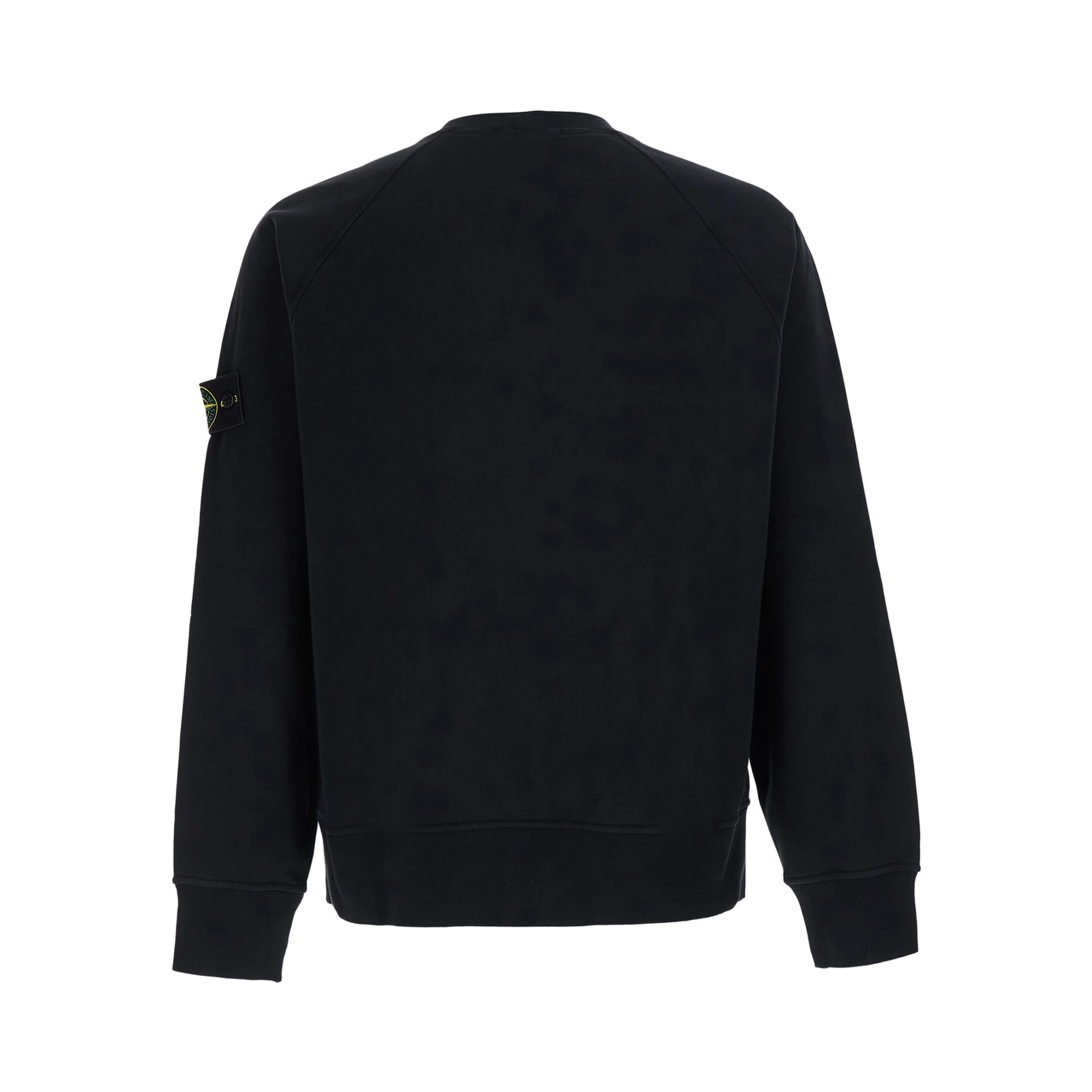 black Crewneck sweatshirt with logo patch on the sleeve in cotton for men