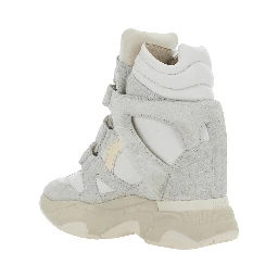 Balskee White High Sneakers with logo patch on the tongue in leather for women