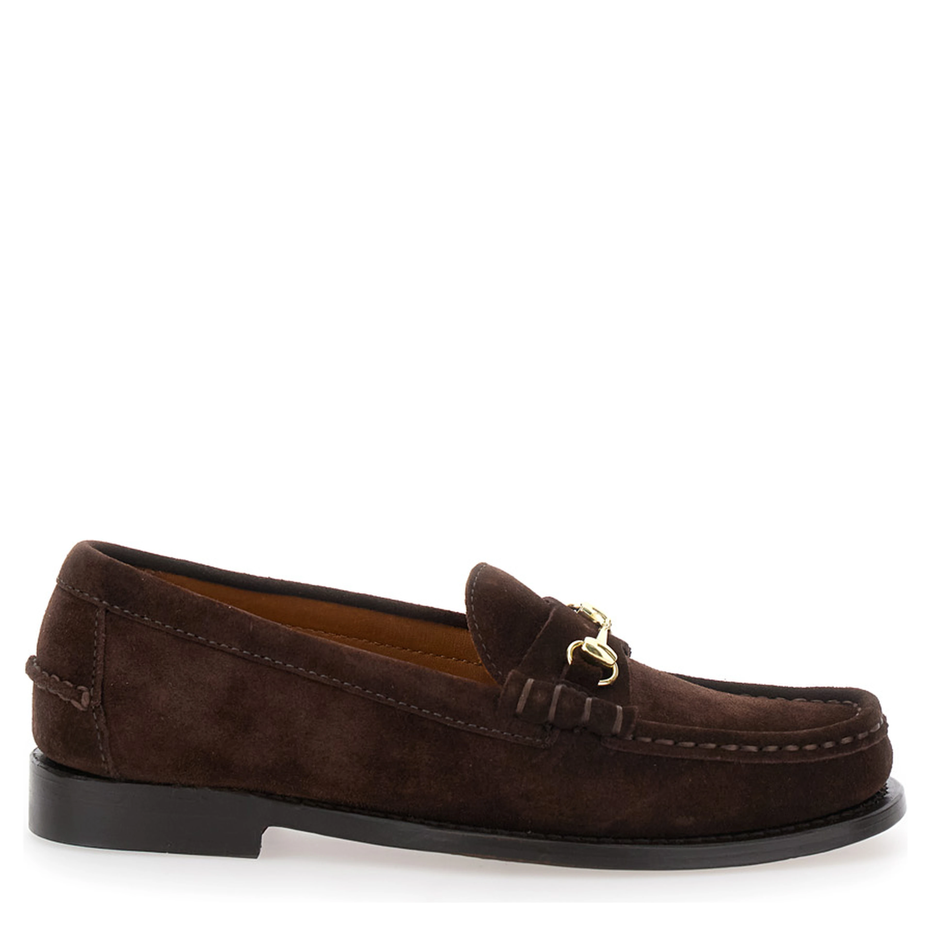 Loafers Pull-On Joe Modena with Horsebit on the Front in Brown Suede for Women