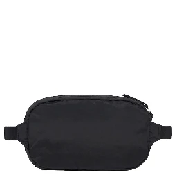 Black Belt Bag with Adjustable Straps and Logo Patch on the Front in Tech Fabric for Men