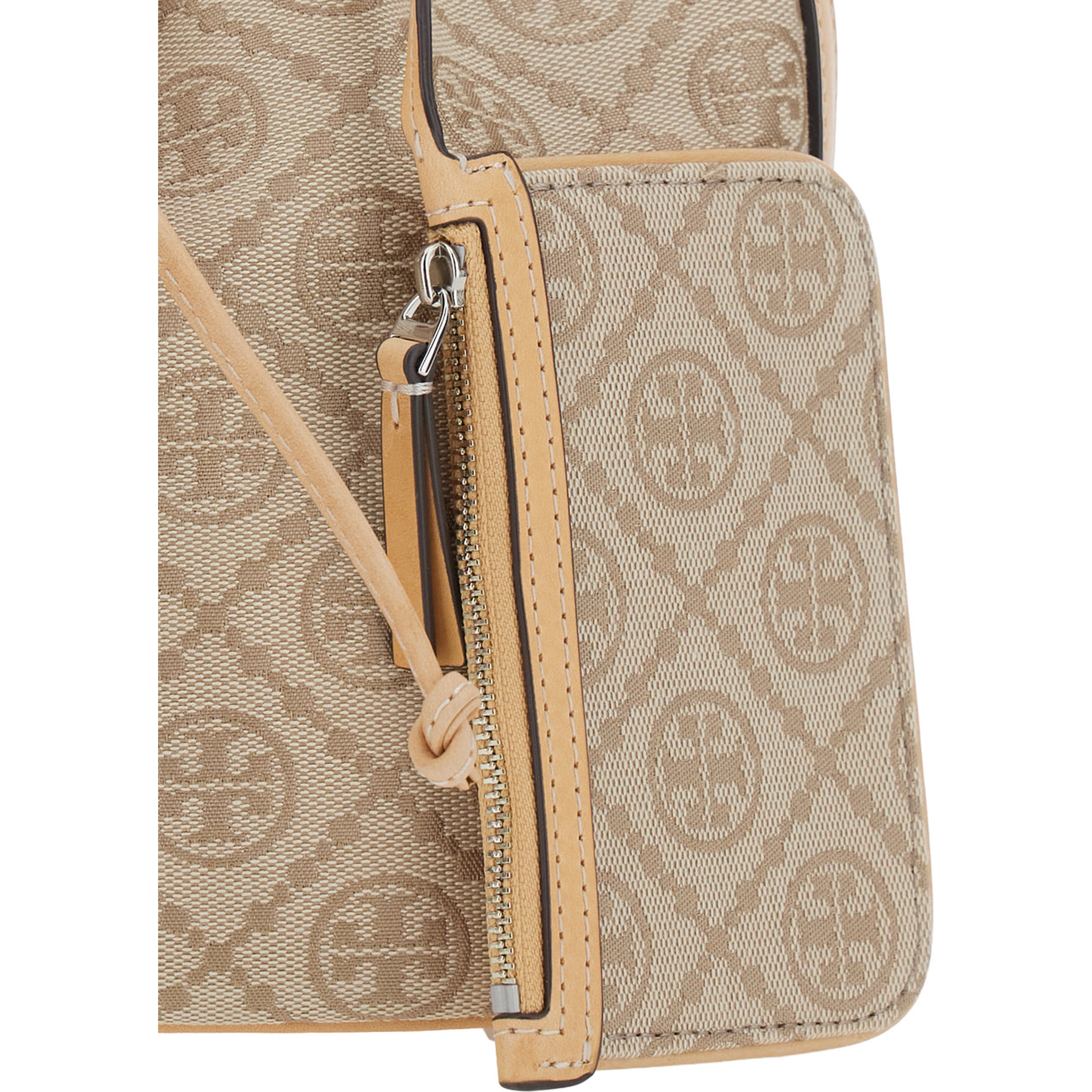 Beige Handbag with Adjustable and Removable Shoulder Strap and All-Over Logo Monogram in  Canvas for Women