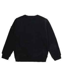 Black Crewneck Sweatshirt with Logo Patch on the Sleeve in Cotton Boy