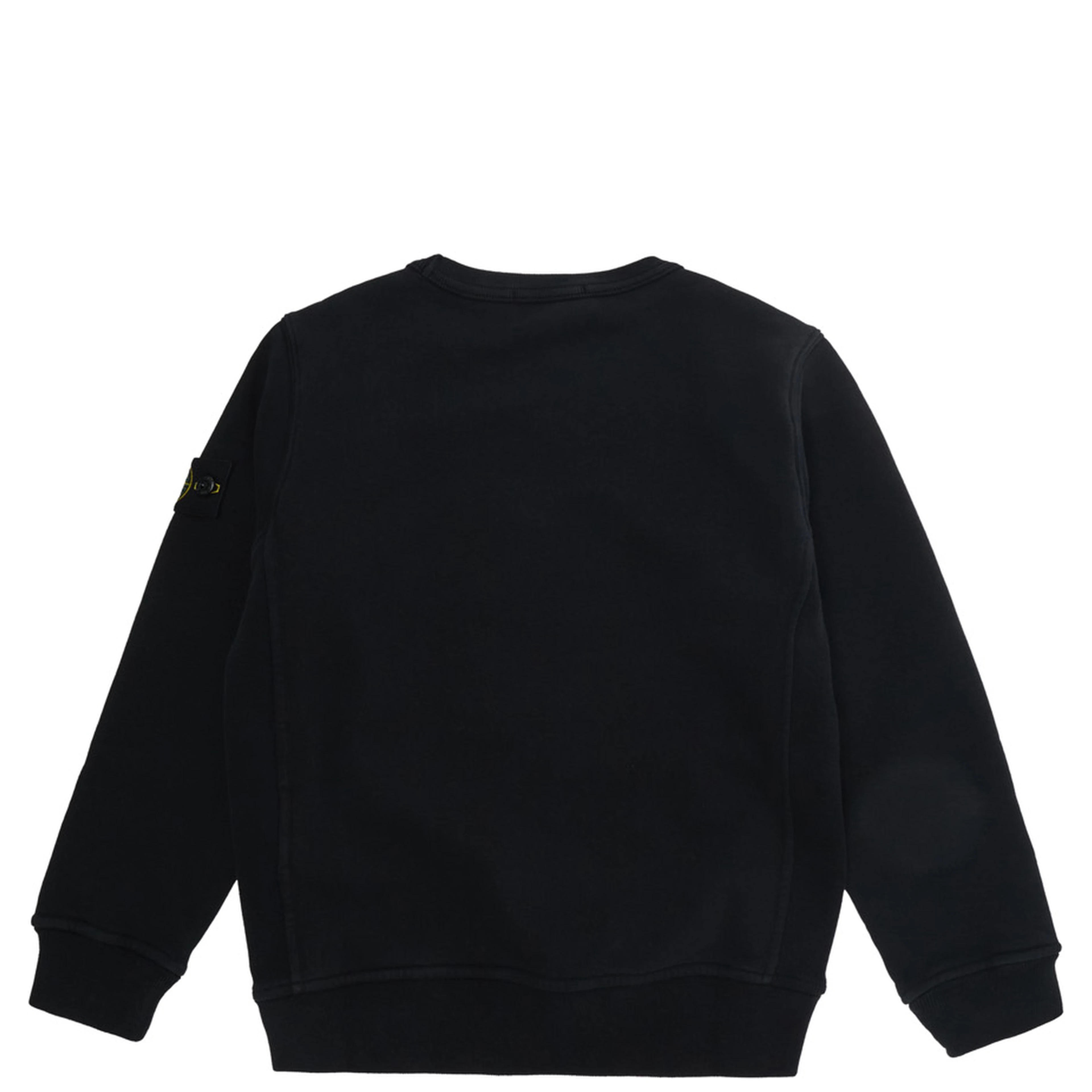 Black Crewneck Sweatshirt with Logo Patch on the Sleeve in Cotton Boy
