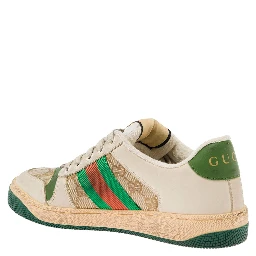 Sneakers Screener Original in Leather color Burro and GG canvas Woman