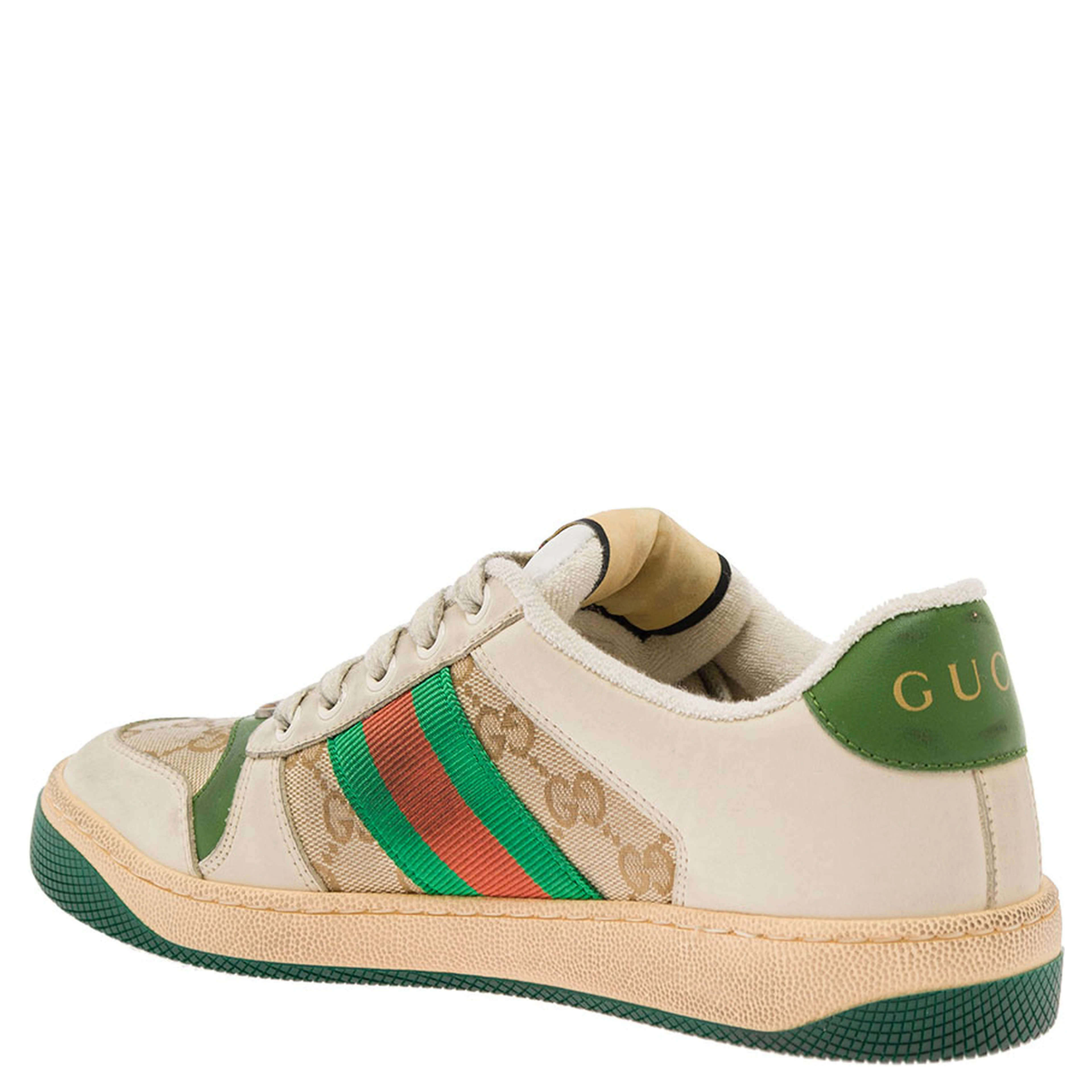 Sneakers Screener Original in Leather color Burro and GG canvas Woman