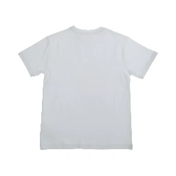 Crew Neck T-Shirt with Large Logo Print on the Front in White Cotton Boy