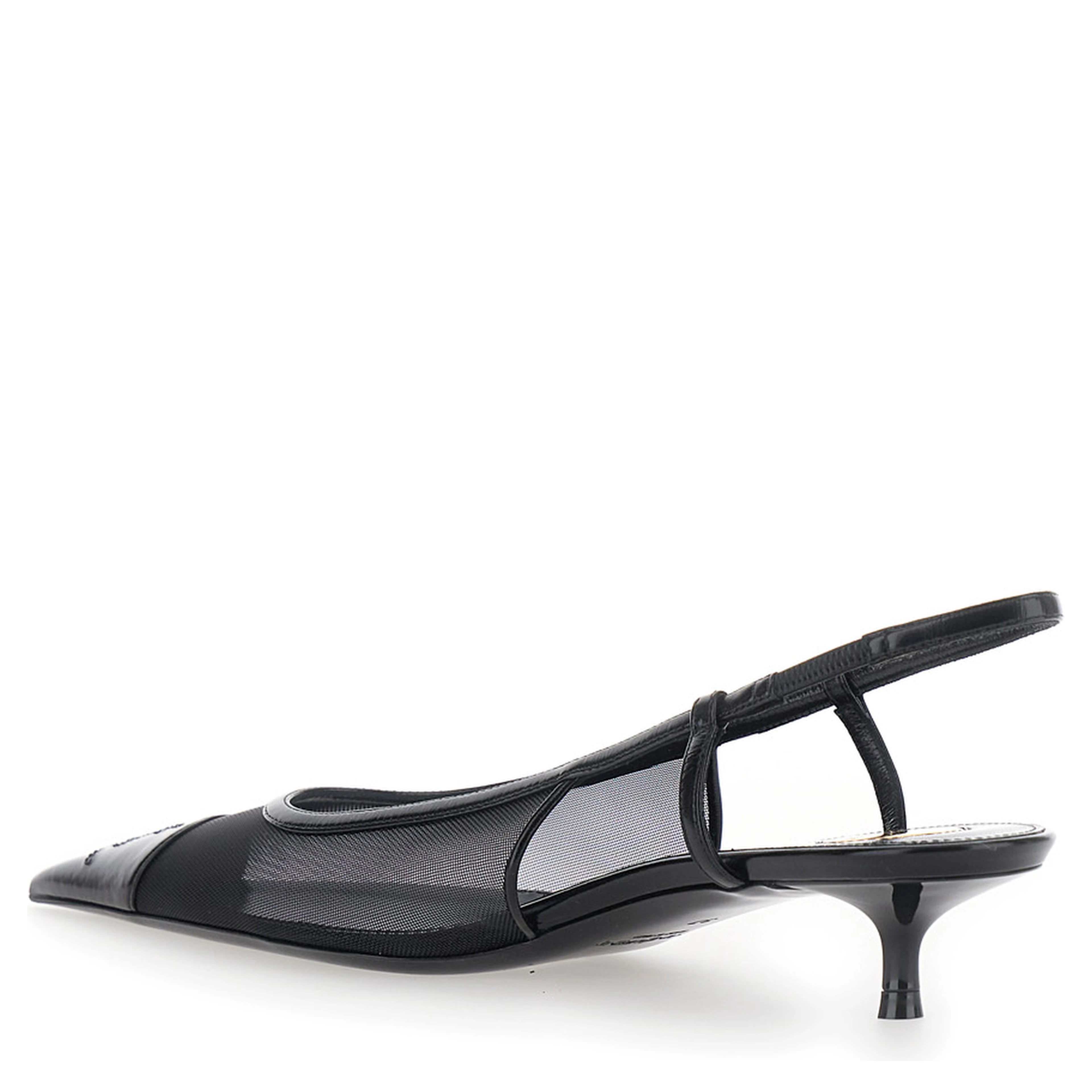 Gaspar Black Pointed Pumps with Elastic Strap in Leather for Women