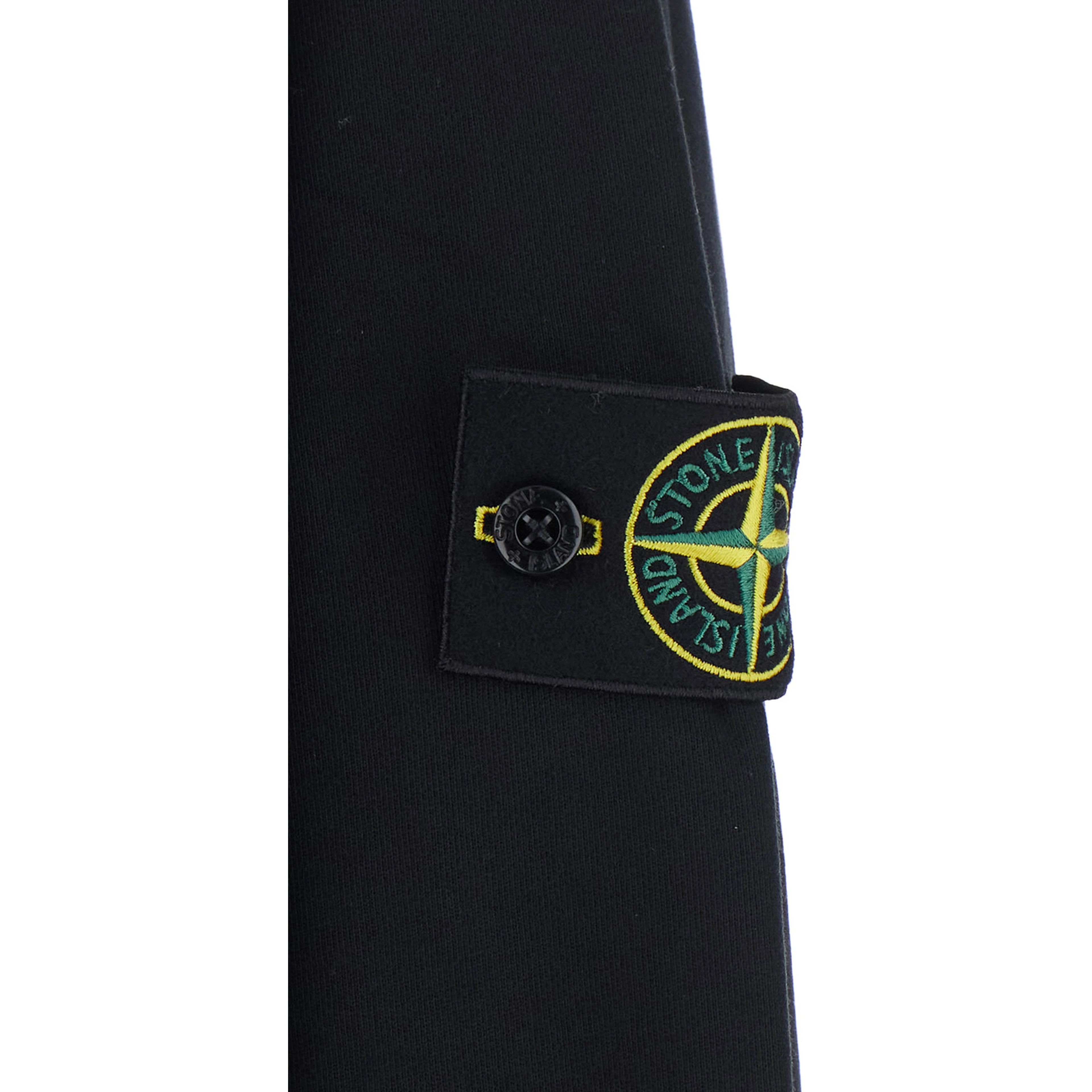 black Crewneck sweatshirt with logo patch on the sleeve in cotton for men