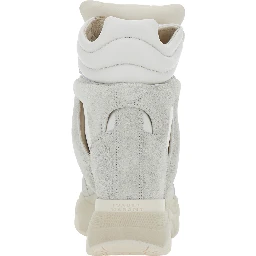 Balskee White High Sneakers with logo patch on the tongue in leather for women