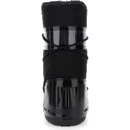 Snow Boots Icon with Maxi Logo Print on the Side in Black Tech Fabric for Women