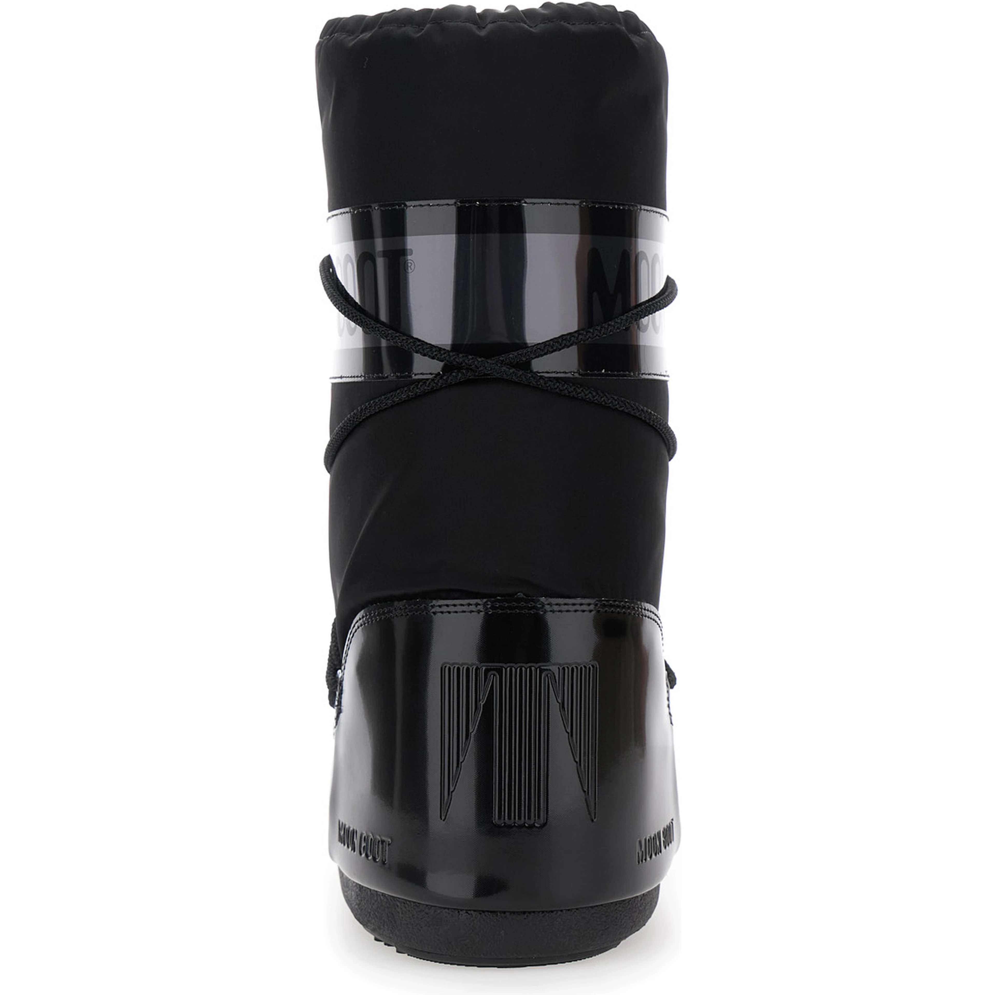 Snow Boots Icon with Maxi Logo Print on the Side in Black Tech Fabric for Women