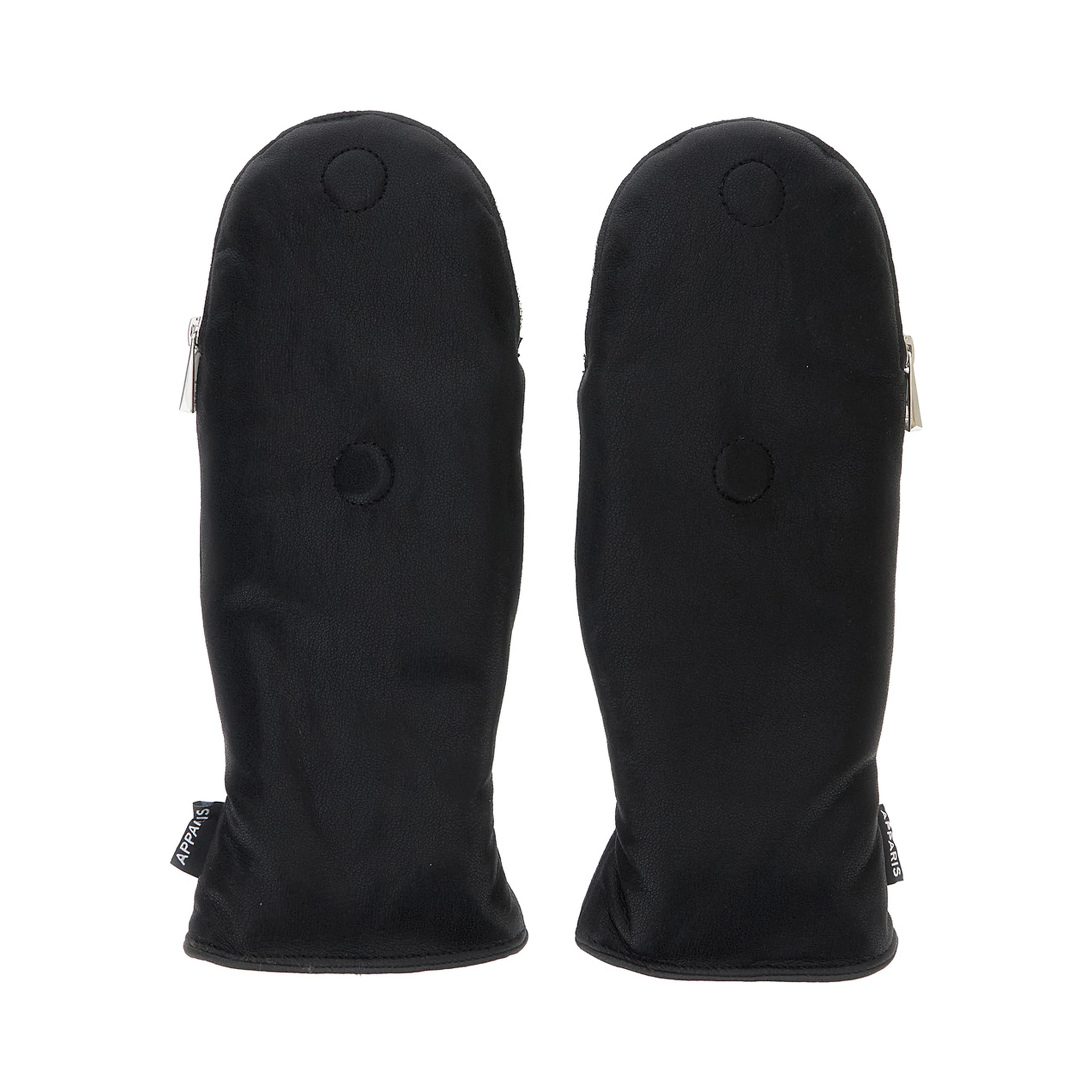 Black Gloves with Zip Closure and Eco-Fur Lining in Tech Fabric for Women
