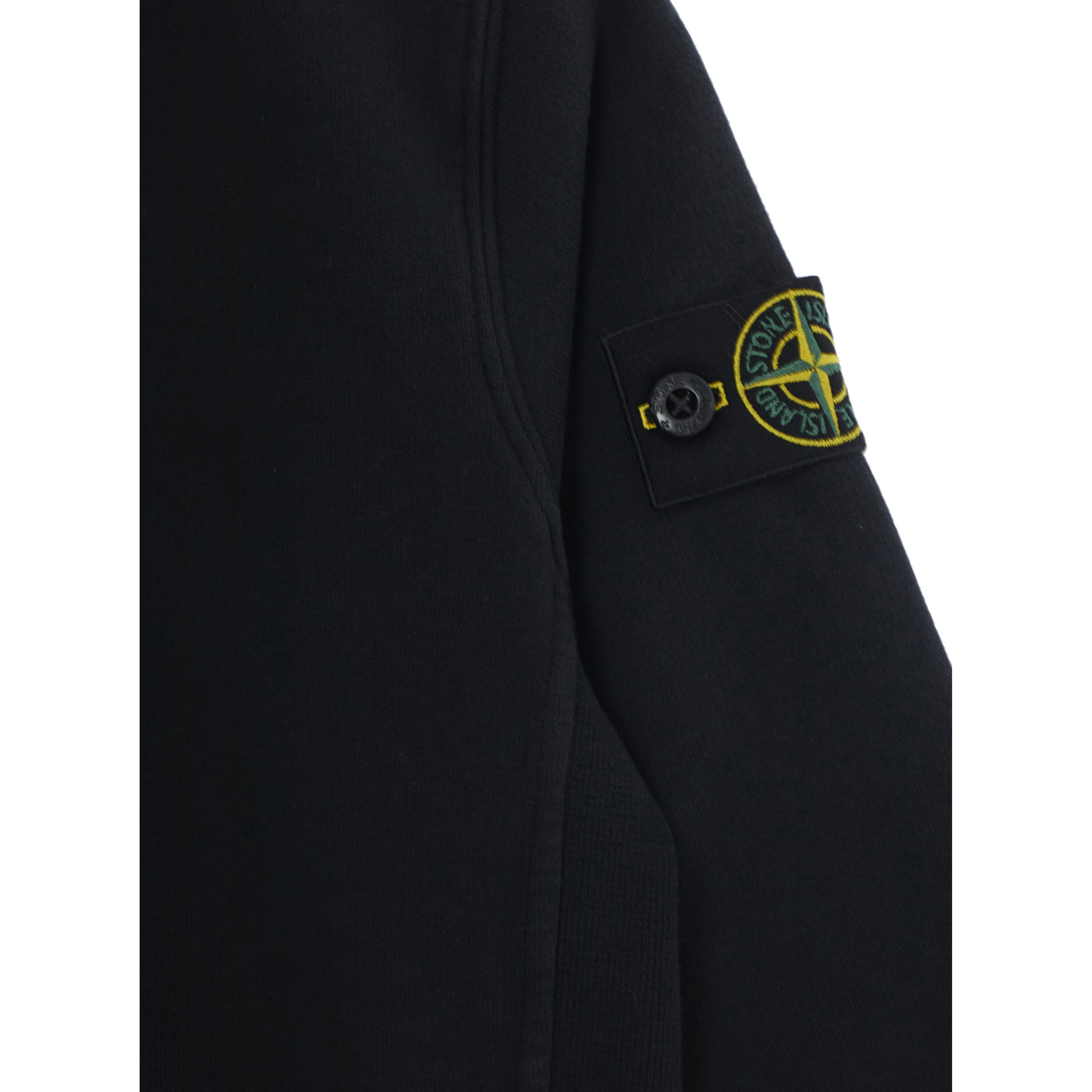 Black Crewneck Sweatshirt with Logo Patch on the Sleeve in Cotton Boy