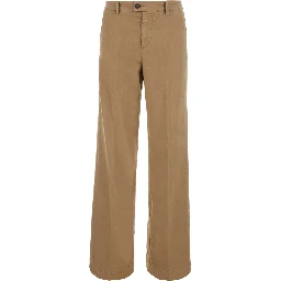 Beige Jeans with button and zip closure at the front in denim women
