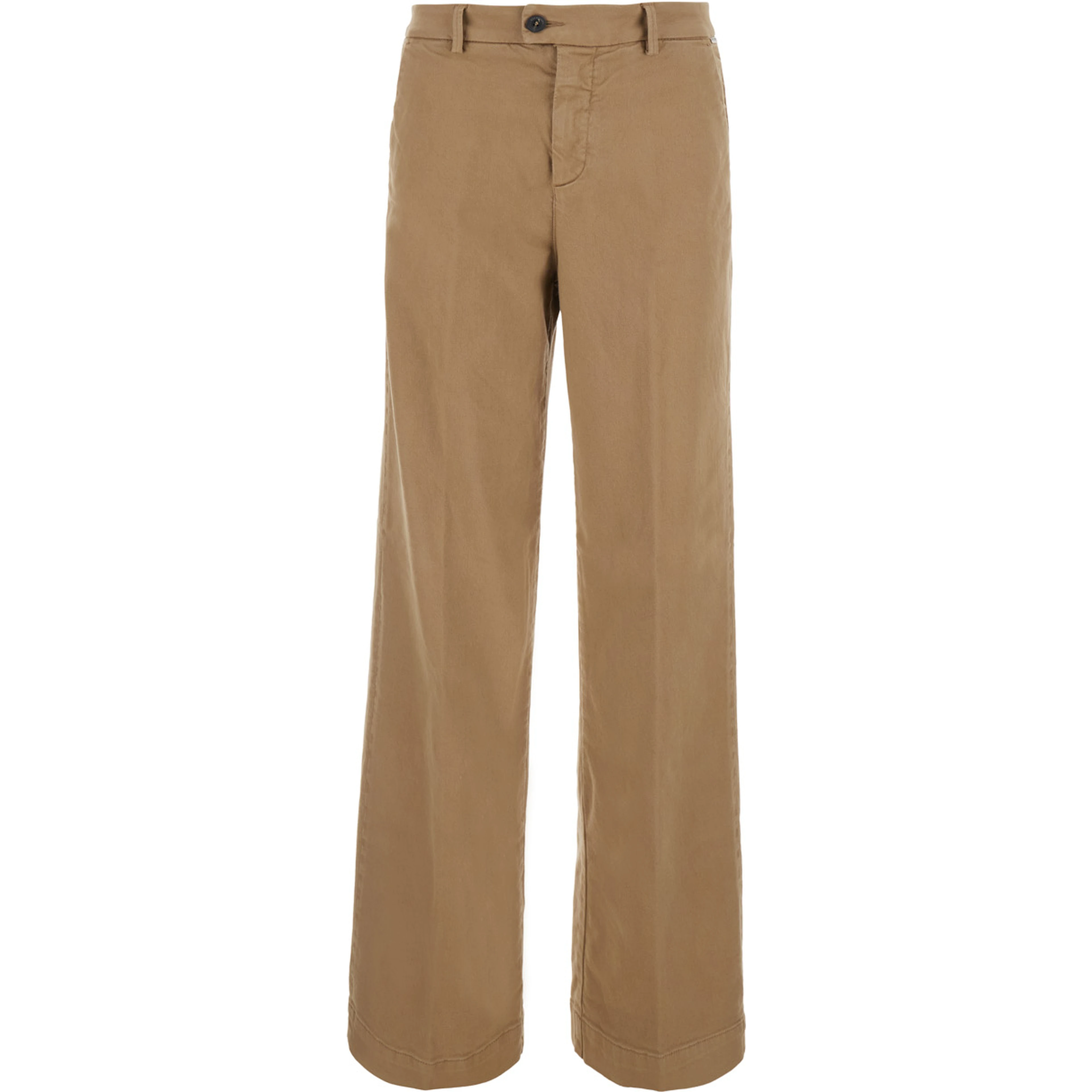 Beige Jeans with button and zip closure at the front in denim women
