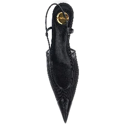 Gaspar Black Pointed Pumps with Elastic Strap in Leather for Women