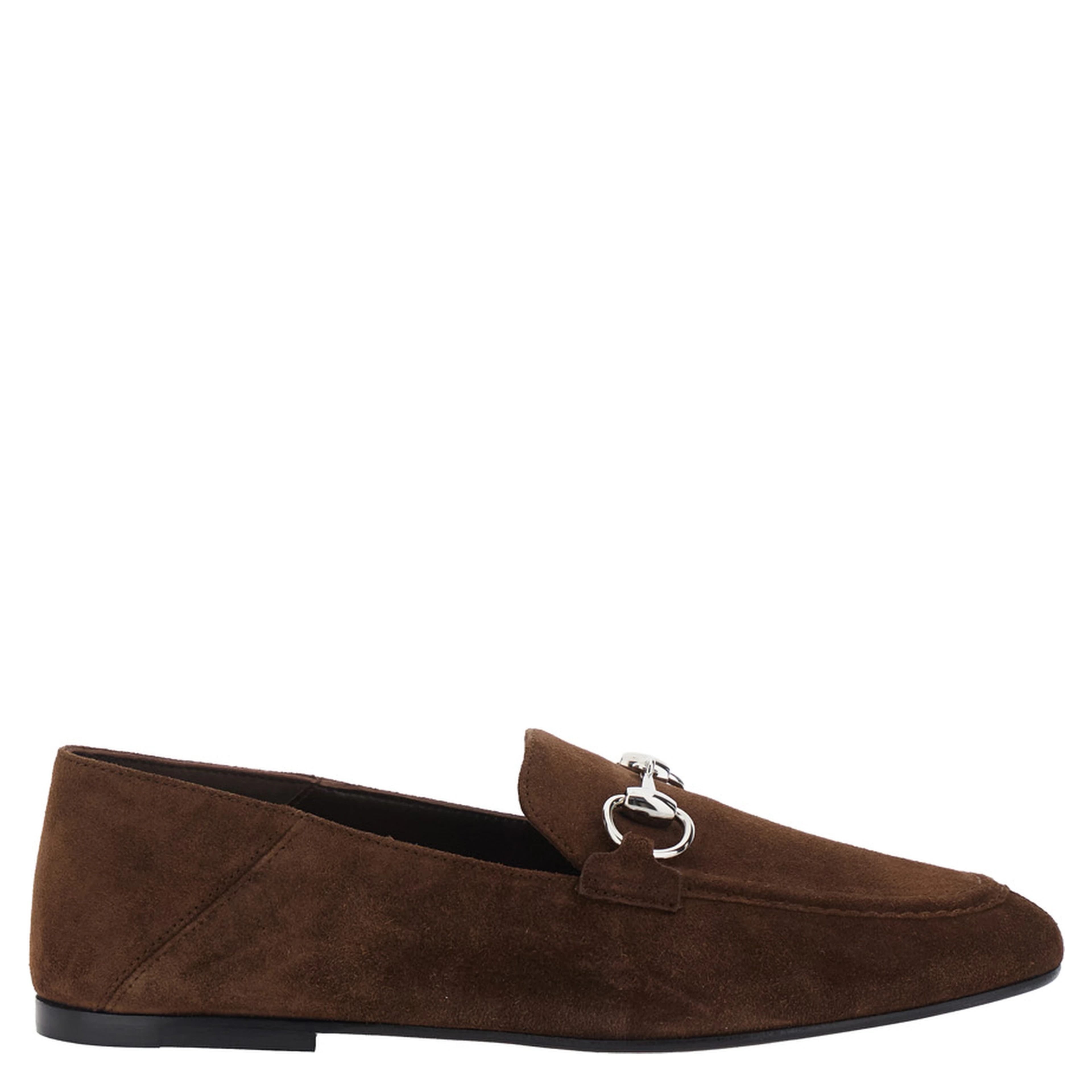 Pierre Brown loafers with front Horsebit plaque in suede for women
