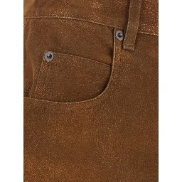 BISANE brown skirt with logo patch on the back in leather-effect fabric for women