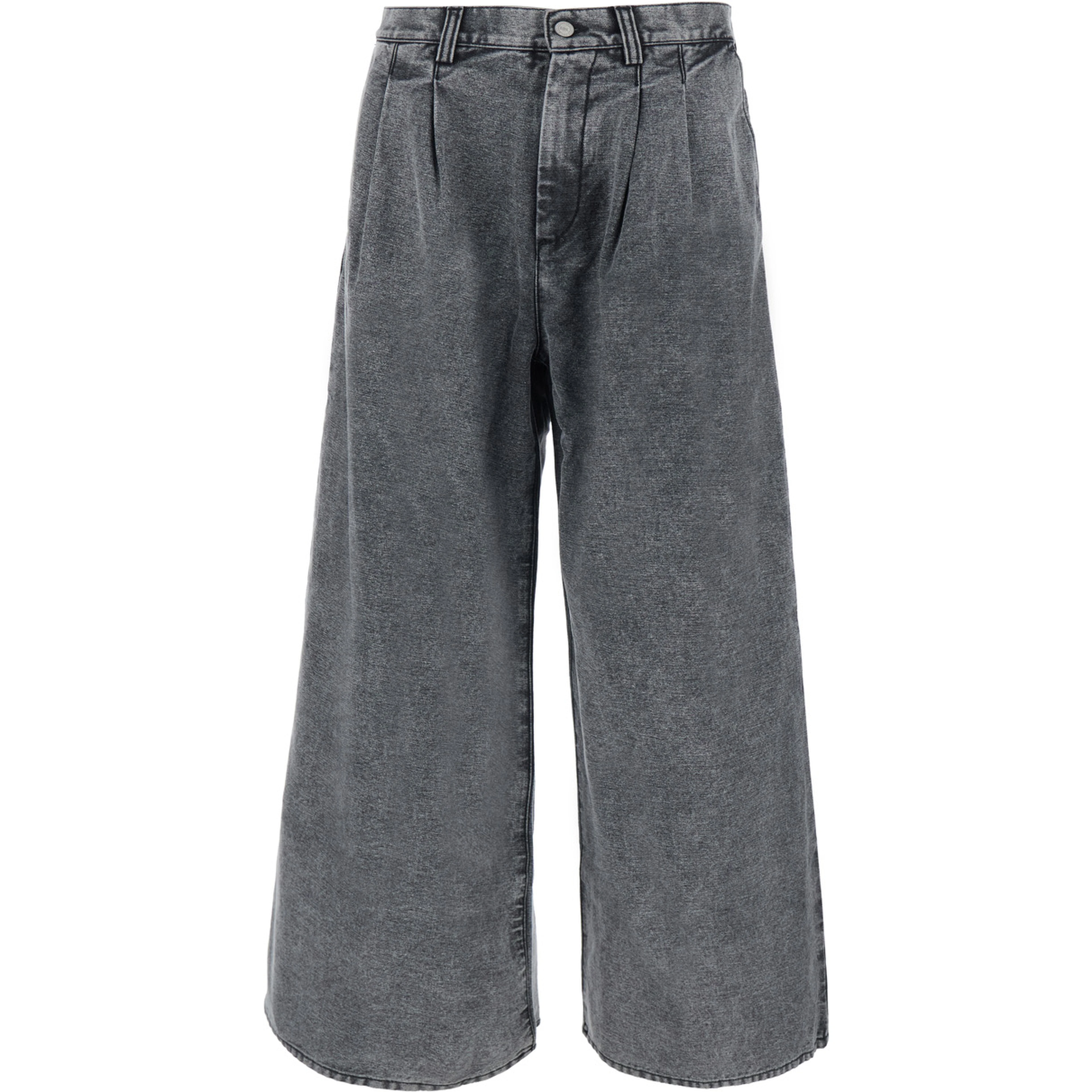 Unisex pleated jeans in black cotton