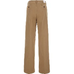 Beige Jeans with button and zip closure at the front in denim women